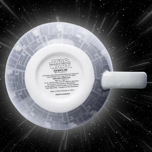 Vista 9 de Silver Buffalo Star Wars Death Star - Taza de café de cerámica esculpida en 3D para capuchino, café con leche o té caliente, 20 onzas, gris