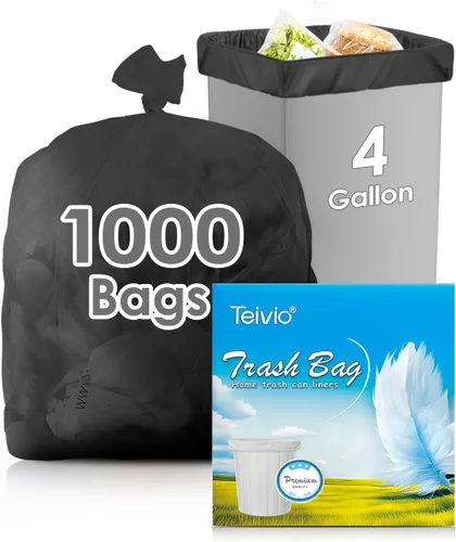 Vista 19 de Bolsas de basura fuertes de 1.2 galones, 220 unidades, bolsas de basura para baño, bolsas de plástico pequeñas para la oficina en casa, cocina, se