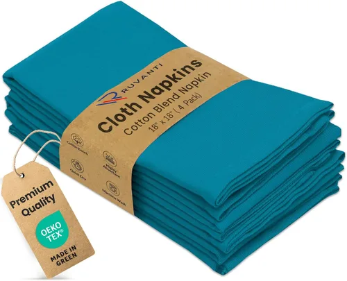 Vista 66 de Ruvanti - Juego de 4 servilletas de tela de 45x45 centímetros, lavables, suaves, duraderas, absorbentes, mezcla de algodón. Servilletas de mesa