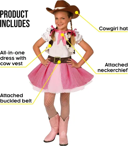 Vista 2 de Morph Trajes de vaquera para niñas, disfraz de vaquera para niñas, disfraz de Halloween para niños