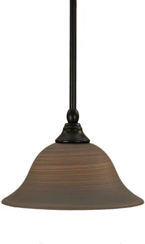 Vista 215 de Toltec Lighting Tallo Colgado Mini colgante, acabado de cobre negro, 3.5" cuadrado humo burbuja vidrio