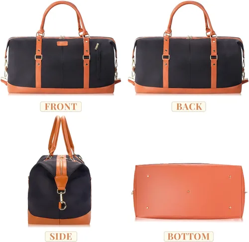 Vista 18 de Oflamn Bolsa de fin de semana para mujer, bolsa de lona para la noche, bolsa de viaje grande, bolsa de viaje con compartimento para zapatos, juego