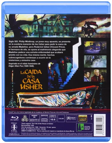 Vista 2 de The Fall of the House of Usher (1960) ( House of Usher ) ( The Mysterious House of Usher ) Blu-Ray, Reg.ABC Import - Spain