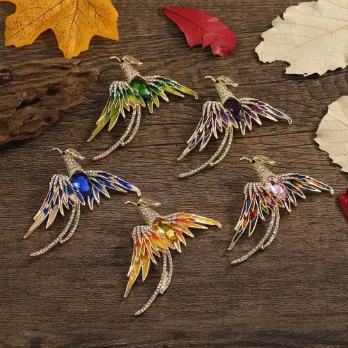 Vista 3 de Broches retro para pájaros, exquisito y elegante broche de pájaro con diamantes de imitación, regalo de joyería para mujeres, niñas y mujeres