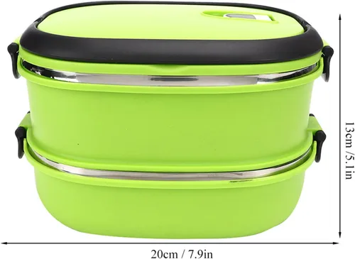 Vista 2 de Contenedor de almuerzo Bento, lonchera térmica de acero inoxidable con aislamiento portátil, lonchera Bento para adultos, contenedor portátil