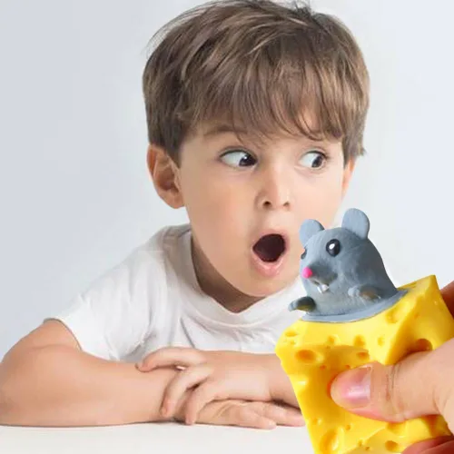 Vista 3 de Juguete para Apretar de Ratón de Queso Divertidos Juguetes Fidget 3 Piezas para Alivio del Estrés Ansiedad Tensión Regalo Sensorial Recuerdo