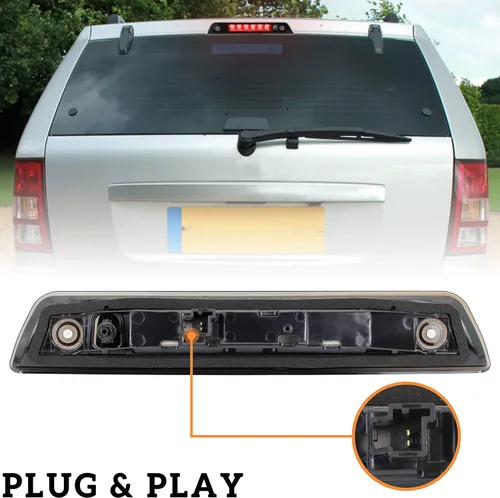 Vista 5 de Tercera luz de freno LED para Grand Cherokee 05-10, luz de freno central negra ahumada KEWISAUTO para accesorios Jeep Grand Cherokee 2005-2010
