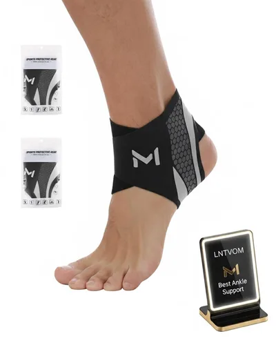 Vista 10 de Tobillera estabilizador de compresión con cordones para deportes de baloncesto, recuperación de esguinces para hombres y mujeres, ajustable
