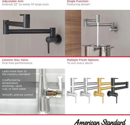Vista 3 de American Standard 4803900.075 Studio S - Grifo de llenado de ollas de montaje en pared, acero inoxidable