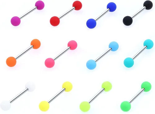 Vista 2 de PiercingArt Glow In Dark Plastic Tongue Nipple Rings Neon Rubber Acrylic Nipple Tongue Piercing Jewelry Bioplast Nipplering Jewelry Set Surgical