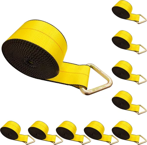 Vista 41 de Mega Cargo Control 1 paquete de correas de cabrestante de anillo en D de 3 pulgadas x 30 pies, amarres negros resistentes para control de carga