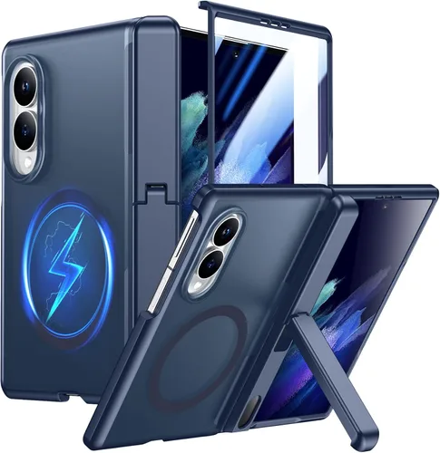 Vista 205 de Temdan Funda para Samsung Galaxy Z Fold 8, compatible con MagSafe, protector de pantalla HD integrado y función atril, protección de bisagra Negro