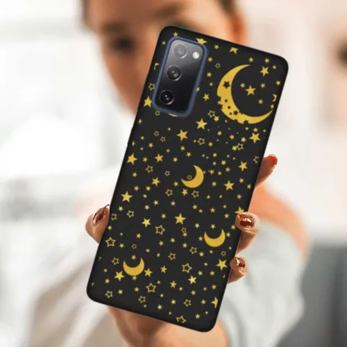 Vista 2 de Compatible con Samsung Galaxy S20 FE/FE 5G/Lite, amarillo de cinco puntas de estrella y luna, lindo patrón a prueba de golpes, antideslizante