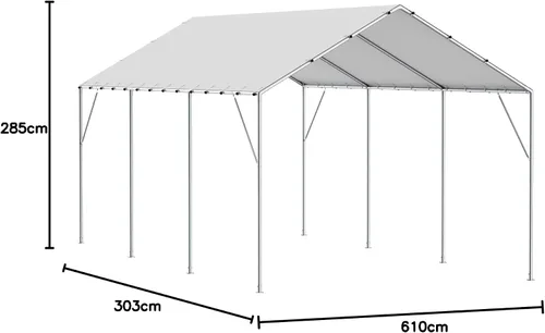 Vista 124 de VEVOR Cobertizo Tienda de Almacenamiento Exterior Portátil Resistente de 6 x 8 x 7 pies, Refugio de Cochera Garaje Impermeable con Puerta Enrollable