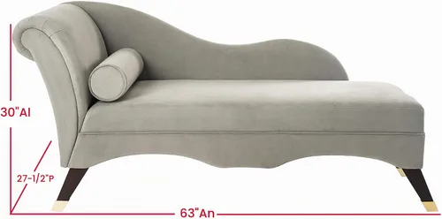 Vista 9 de Safavieh Home Collection Caiden - Tumbona de terciopelo gris con almohada