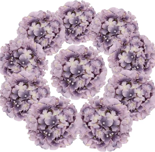 Vista 22 de Cabezales artificiales de hortensias de seda para decoración de bodas caseras, 10