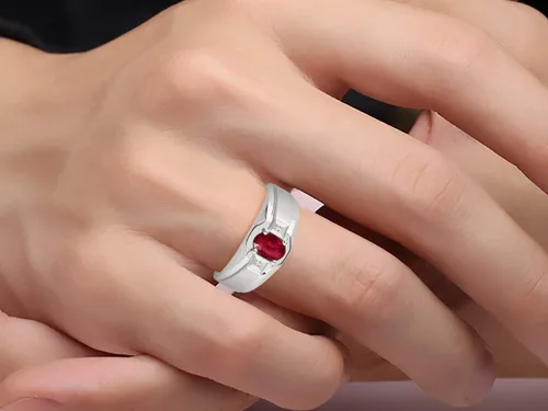 Vista 4 de Rylos Anillos de plata de ley para hombre, clásicos de 0.276 x 0.197 in, con piedras preciosas ovaladas y diamantes brillantes genuinos, anillos