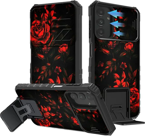 Vista 135 de Funda para Samsung Galaxy A13 5G/4G/A04S, Galaxy A13 5G con cubierta de cámara deslizante, funda de doble capa integrada con función atril
