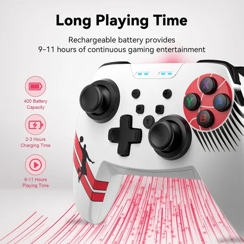 Vista 6 de Wireless Controller for Nintendo SwitchLiteSwitch OLED, Gaming Pro Controller Compatible PC with Wake-Up, Wireless Gamepad with 6-Axis Gyroscope
