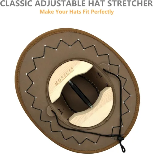 Vista 2 de Ensanchador de sombreros para sombreros ajustados de madera maciza para sombreros de vaquero, sombreros, gorras de béisbol para hombres y mujeres