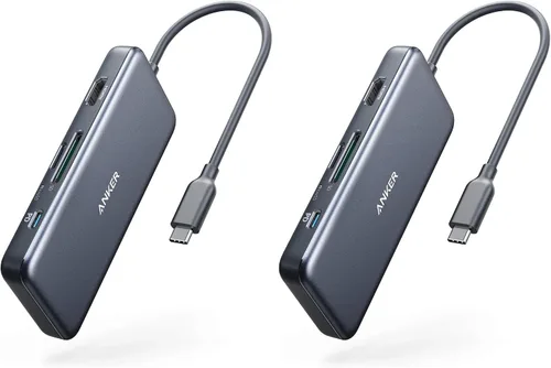 Vista 9 de Anker Hub USB C (7 en 1), con HDMI 4K, suministro de energía de 85 W, USB-C y 2 puertos de datos USB-A de 5 Gbps, lector de tarjetas microSD y SD