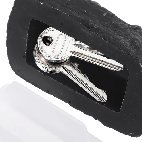 Vista 8 de Caja de llaves falsa de roca para exteriores, resistente a la intemperie, con amplio almacenamiento para jardín y césped