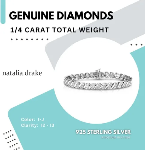 Vista 3 de NATALIA DRAKE Pulsera de tenis de diamante con eslabones ondulados de 14 Cttw para mujer en plata de ley 925 Color I-JClarity I2-I3