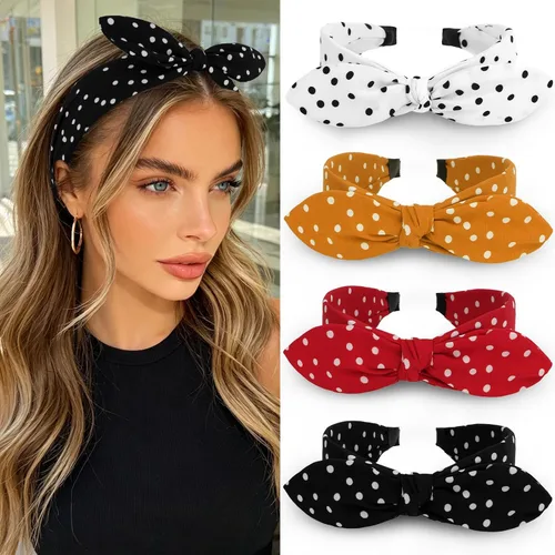 Vista 13 de YISSION Paquete de 4 diademas anudadas para mujer, diademas de tela de torsión ancha, color sólido, antideslizantes, accesorios para el cabello
