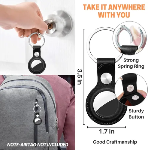 Vista 6 de elzama Cartera inteligente de piel auténtica con bolsillo con cremallera y llavero con etiqueta de aire billeteras pequeñas para hombres y mujeres