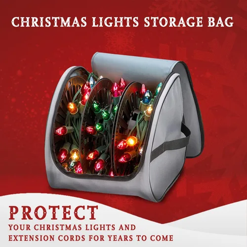 Vista 3 de Bolsa de Almacenamiento Premium para Luces de Navidad – Material 600D Resistente a Desgarros de Servicio Pesado con Asas Reforzadas – Incluye 3
