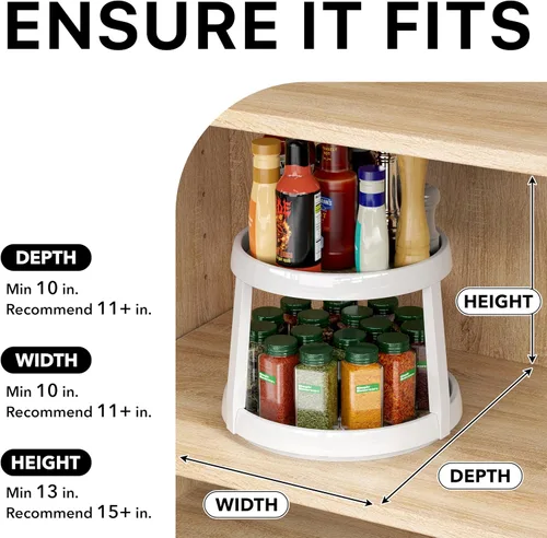 Vista 6 de Simple Houseware Organizador de especias Lazy Susan de 2 niveles, 10 pulgadas de diámetro, arce