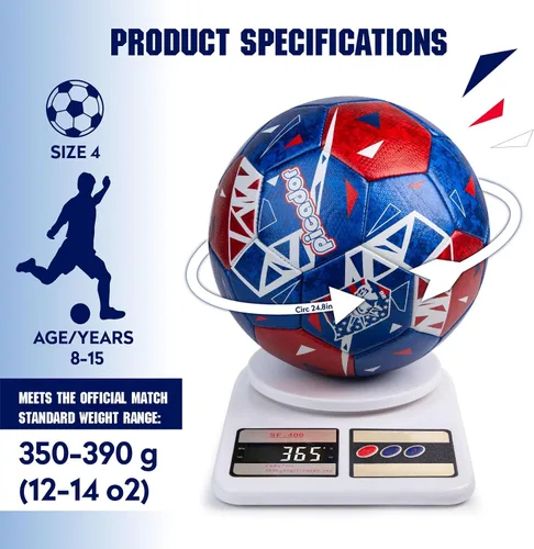 Vista 4 de PP PICADOR Balones de fútbol tamaño 4, pelota de fútbol de cuero láser para entrenamiento deportivo y juego de partidos, juego de bolas de fútbol