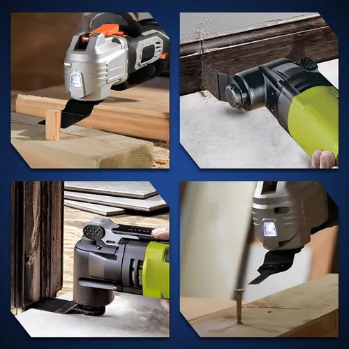 Vista 8 de Juego de 50 cuchillas multiherramienta: hojas de sierra oscilantes y cuchillas multiherramienta para madera y metal blando con interfaz