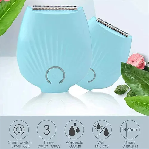 Vista 7 de Maquinillas de afeitar eléctricas para mujer, para axilas, cara, piernas, brazos y bikini, recortadora de bikini recargable e impermeable