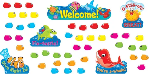 Vista 2 de TREND ENTERPRISES, INC. T-8307 Sea Buddies Welcome - Juego de tablones de anuncios