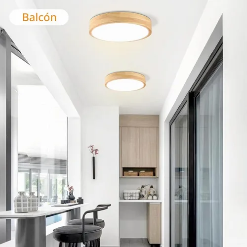 Vista 6 de Lámpara de Techo LED Empotrada: 12 Pulgadas 24W Luminaria de Dormitorio de Madera con Lámparas de Techo Redondas Modernas Planas Aéreas Minimalistas