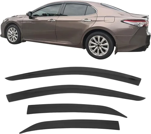 Vista 11 de IKON MOTORSPORTS Viseras de ventana de canal compatibles con Toyota Camry 2018-2024, protectores de lluvia acrílicos ahumado/tintados, deflectores