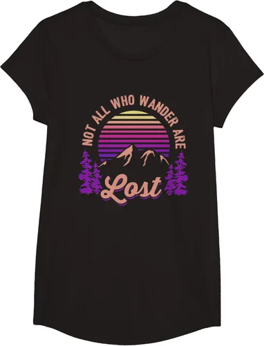 Vista 3 de Not All Who Wander Are Lost Vintage Mountains - Camiseta de senderismo, Negro, S