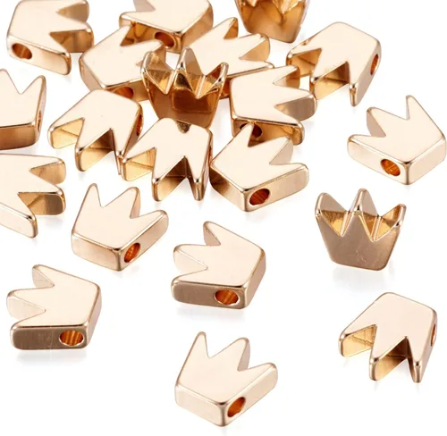Vista 18 de Craftdady 50 cuentas redondas planas chapadas en oro de 18 quilates de latón galvanizado de 0.394 pulgadas para hacer joyas agujero: 0.059 pulgadas