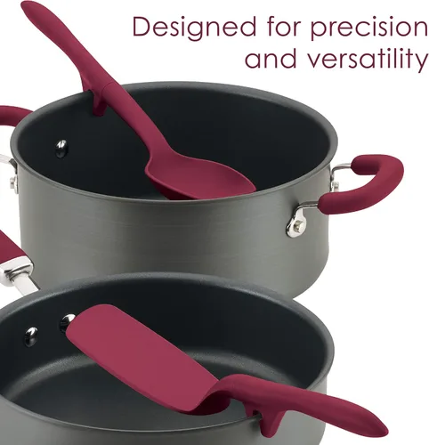 Vista 4 de Rachael Ray Herramientas y gadgets Lazy Crush & Chop, Flexi Turner y Scraping Spoon Set / Utensilios de cocina - 3 piezas, rojo burdeos