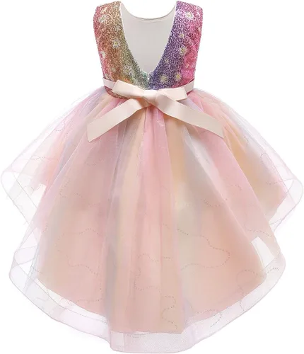 Vista 16 de Disfraz de princesa de lentejuelas de unicornio para niñas, disfraz de Halloween, fiesta de Navidad, boda, cumpleaños