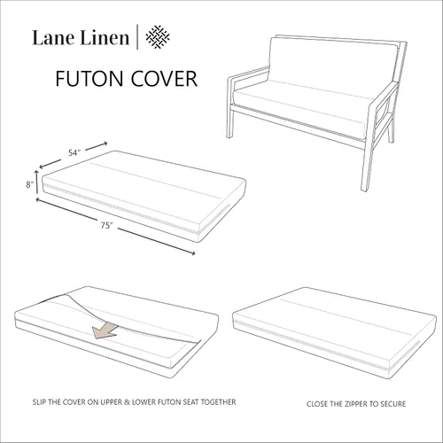 Vista 7 de LANE LINEN Fundas para futón de tamaño completo, fundas elásticas 100% algodón, funda de colchón de tamaño completo para sofá cama de futón, funda