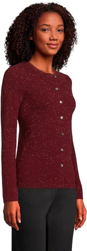 Vista 3 de Lands' End Cárdigan de cachemira para mujer, color burdeos, Donegal, regular, talla M, Borgoña