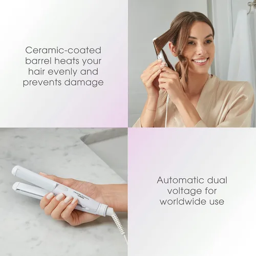 Vista 4 de Conair Travel Smart - Plancha y rizador de pelo, herramienta 2 en 1, alisador de pelo portátil y rizador de pelo en blanco