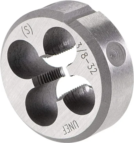 Vista 4 de uxcell 3/8 "-32 UNEF Juego de dados y grifos, HSS Macho de rosca de máquina con troquel de roscado redondo, mano derecha