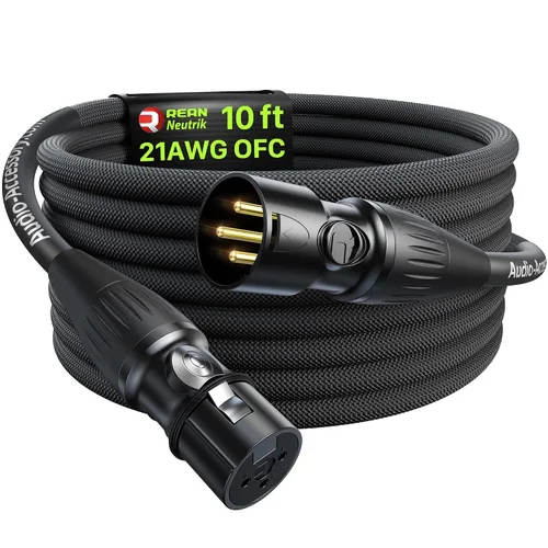 Vista 26 de AA AUDIO ACCESSORY Serie Oro Cables XLR Star Quad de 1.5 pies, Conectores Neutrik, Cable de micrófono 19AWG, Cable de micrófono trenzado en nylon
