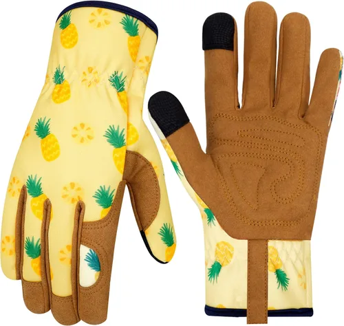 Vista 15 de Guantes de Jardinería de Cuero MERTURN para Mujeres, Guantes de Jardín a Prueba de Espinas, Guantes de Trabajo Compatibles con Pantalla Táctil