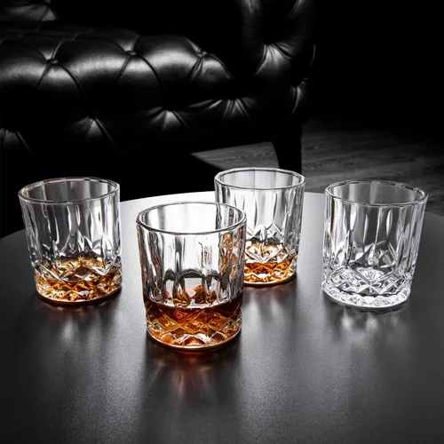 Vista 4 de Juego de 4 vasos de whisky, 8 onzas, vasos antiguos para beber whisky escocés, bourbon, cóctel, coñac, vodka, ginebra de tequila, ron, licor