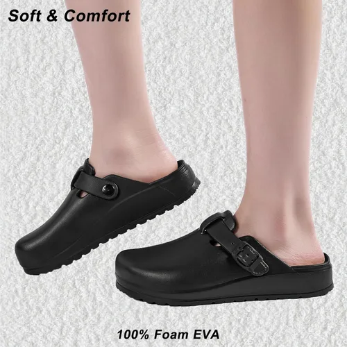 Vista 3 de ZXT Zuecos de trabajo con soporte de arco, antideslizantes, zapatos ortopédicos para chef, enfermera, jardín, cómodas, sandalias deslizantes