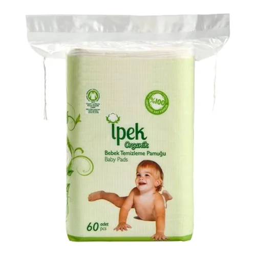 Vista 2 de Baby Organic - Almohadillas secas grandes, 100% algodón, cuadrados para el cuidado del bebé (120 unidades)